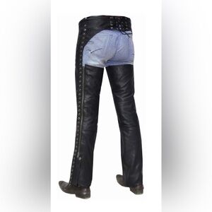 UNIK Chaps Black Leather Women’s Biker Chaps, XS